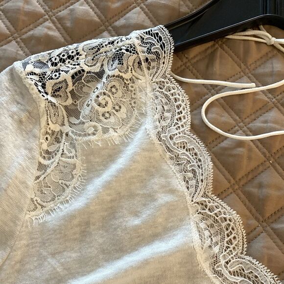 Sandro Paris Linen Long Sleeve Top with Lace Detail. Off White. Size 3 (L). - Picture 8 of 12
